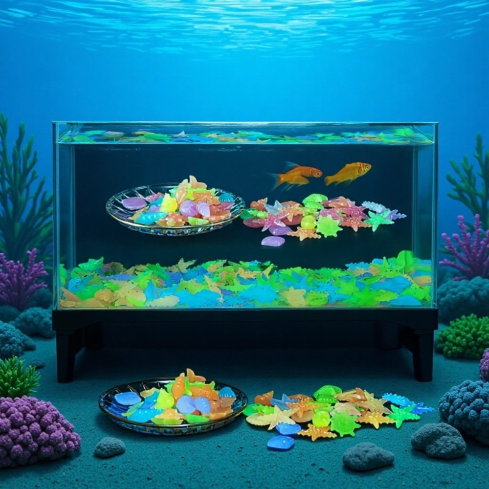 Planted Aquarium Equipment - Batu Laut Bercahaya, Cangkang Kerang Fluoresen,